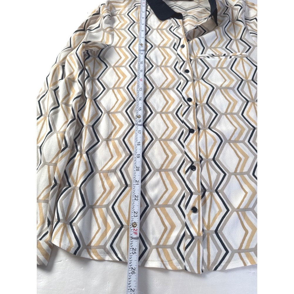ZARA Basic Geometric Print Button Down‎ Long Sleeve Shirt Women's Size S - Picture 4 of 9